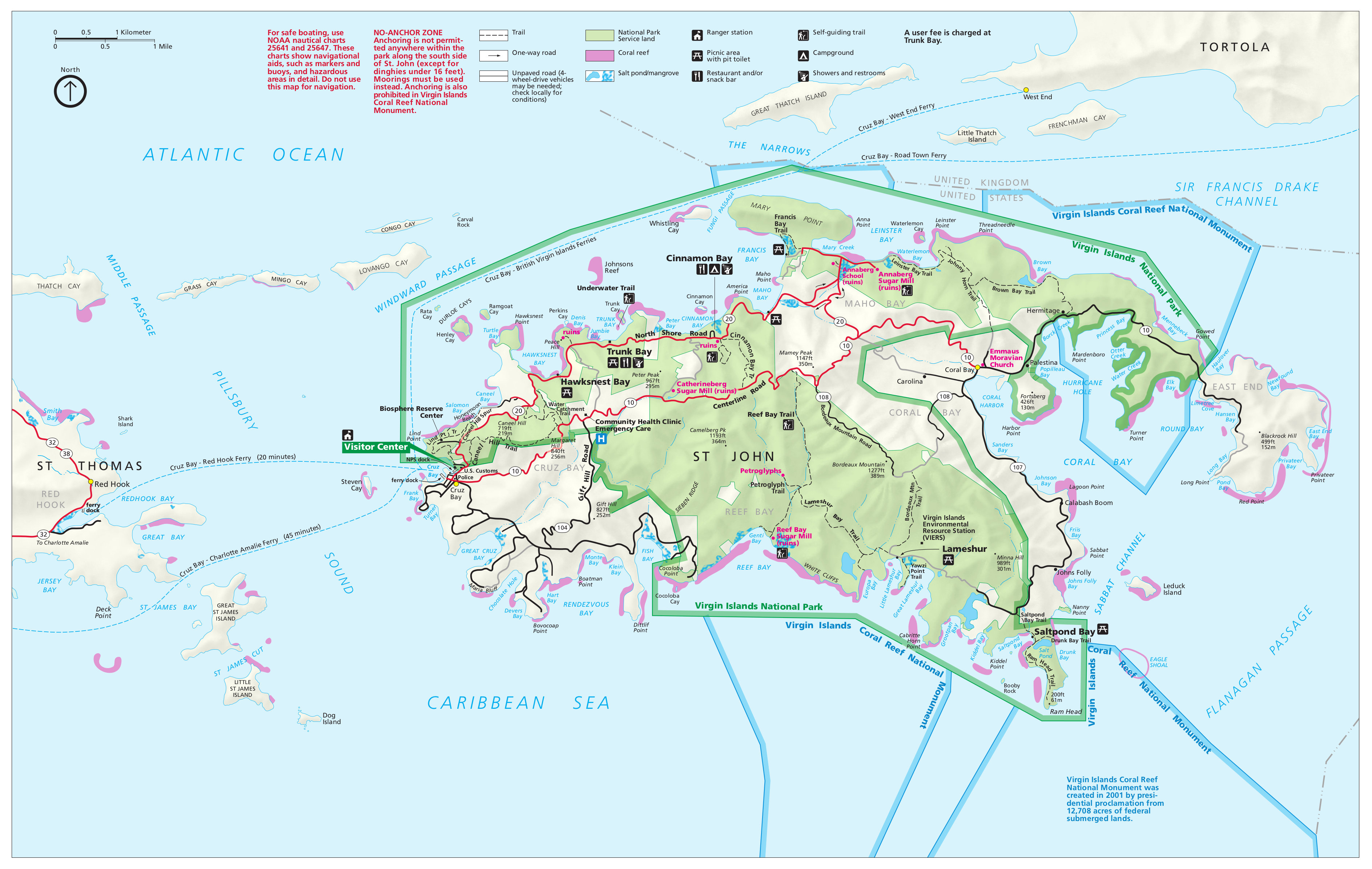 USVI National Parks Map